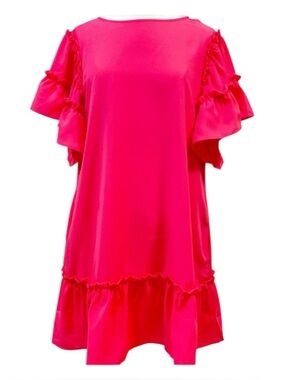 Crosby by Mollie Burch Posey Ruffle Hot Pink Dress